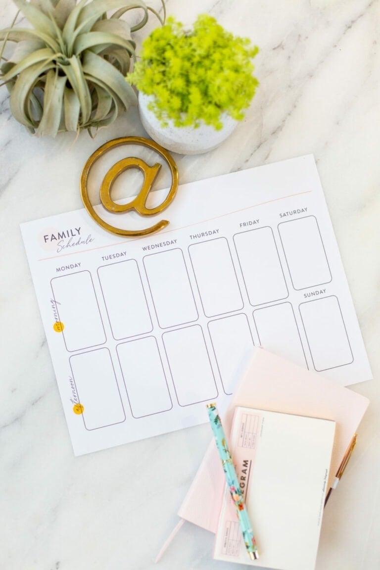 Family Schedule for staying present and productive