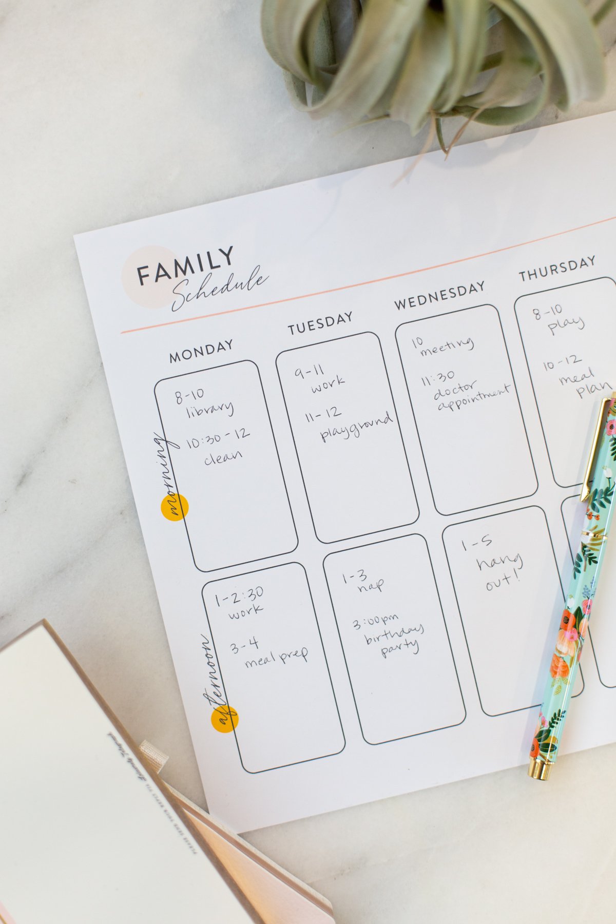 Family Schedule for staying present and productive