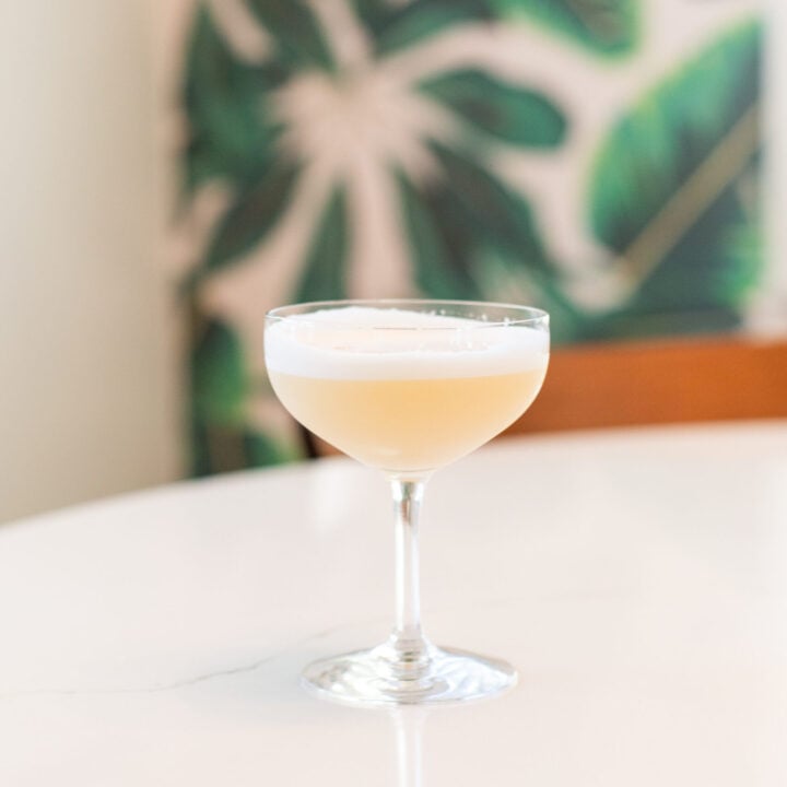whiskey sour cocktail with egg white
