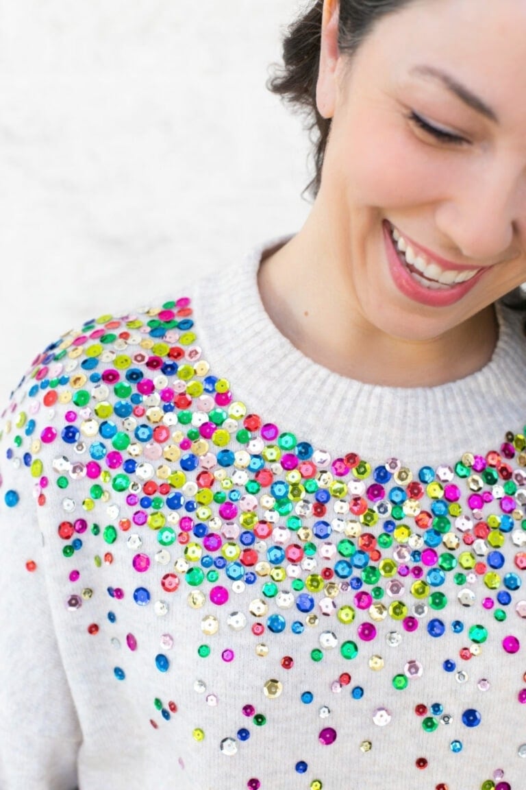 DIY Anthropologie inspired sequin sweater