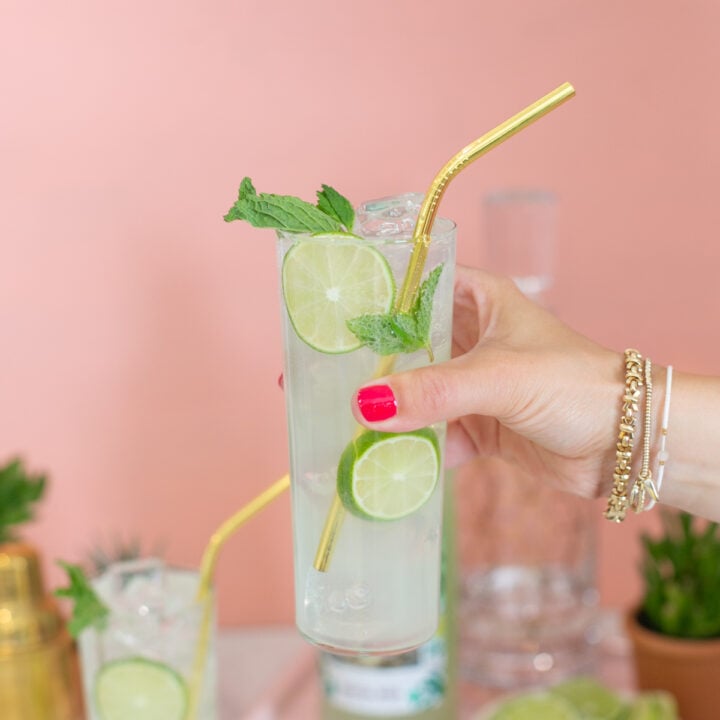 hand holding a mojito