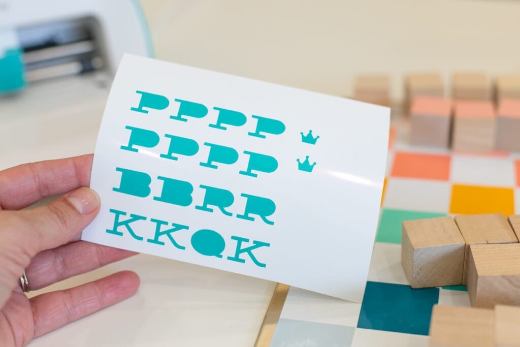 aqua colored vinyl letters