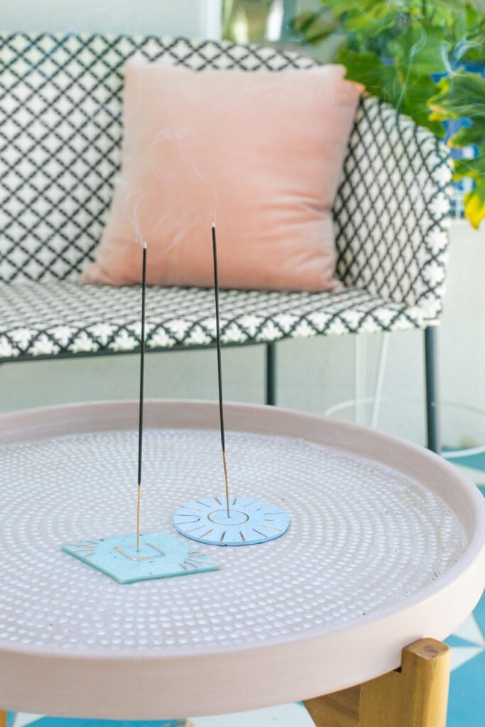 diy incense holders with burning incense