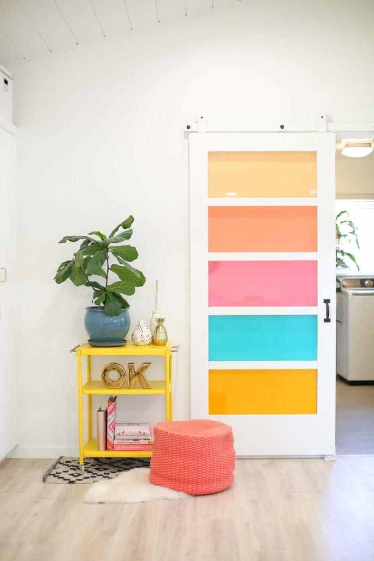 DIY Faux Stained Glass Sliding Barn Door