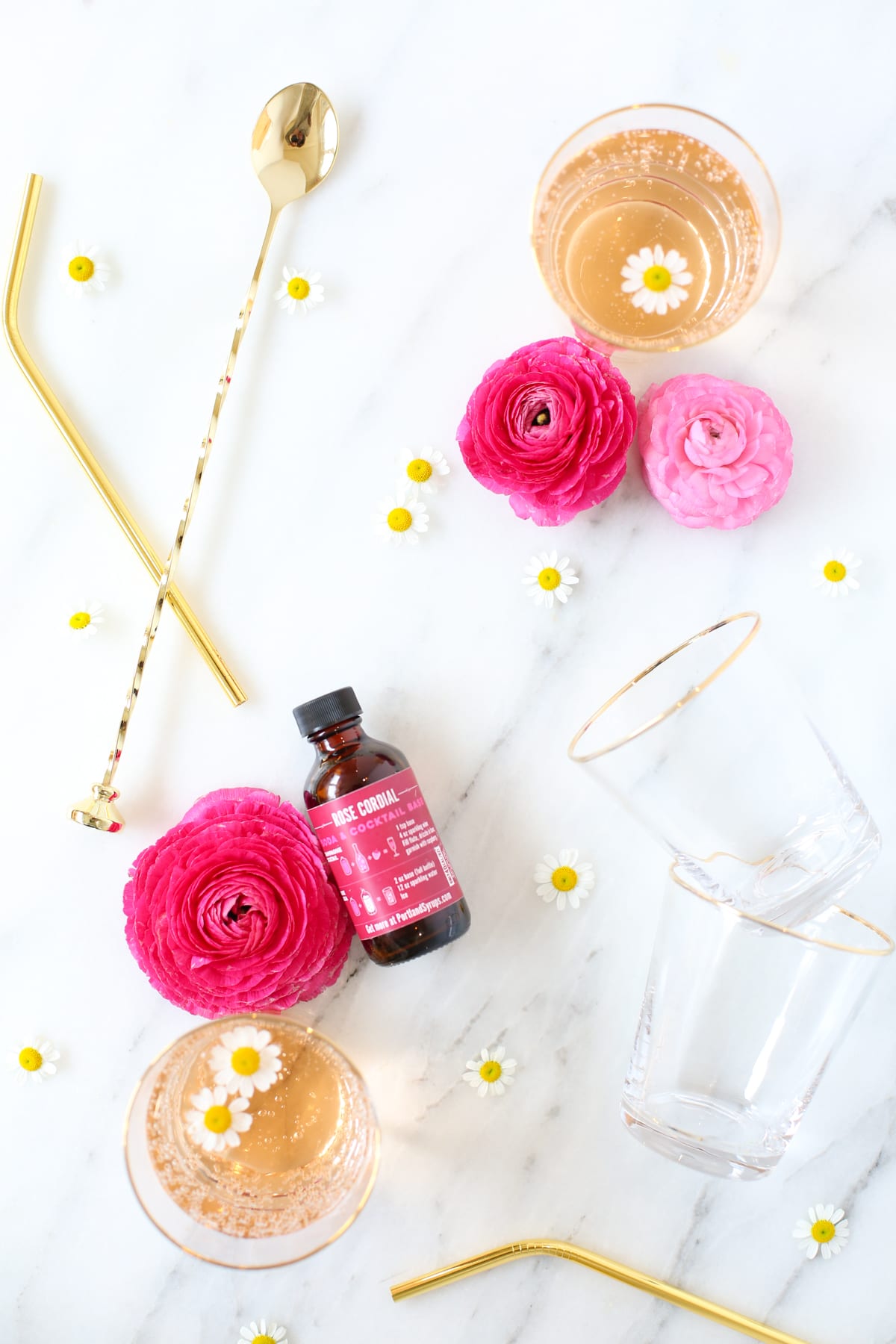 Rose cordial spring cocktail