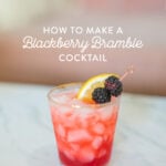Easter cocktail blackberry bramble on a coaster