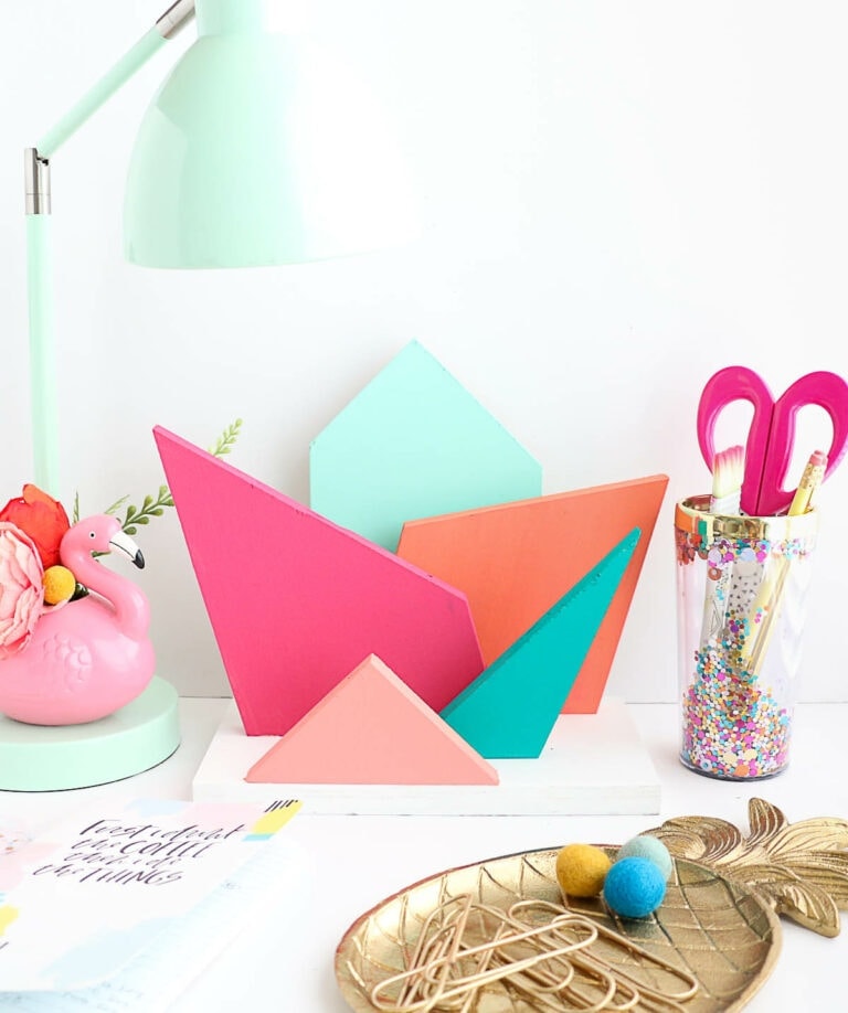 DIY Colorful Geometric Desk Organizer-5