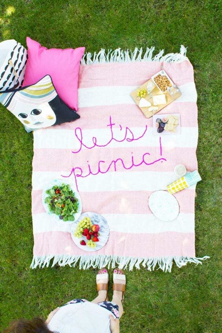 DIY Giant Embroidery Picnic Blanket