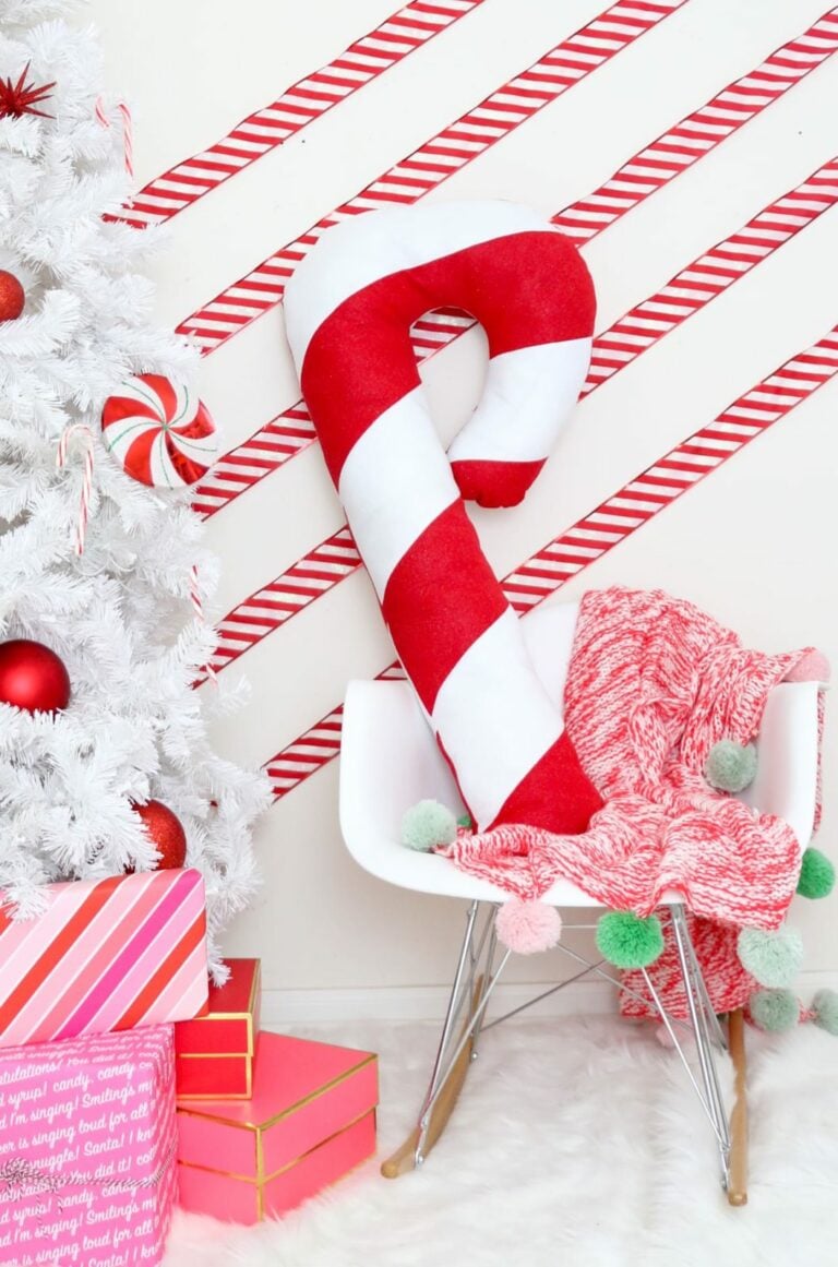DIY Large Candy Cane Pillow
