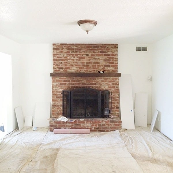 brick fireplace