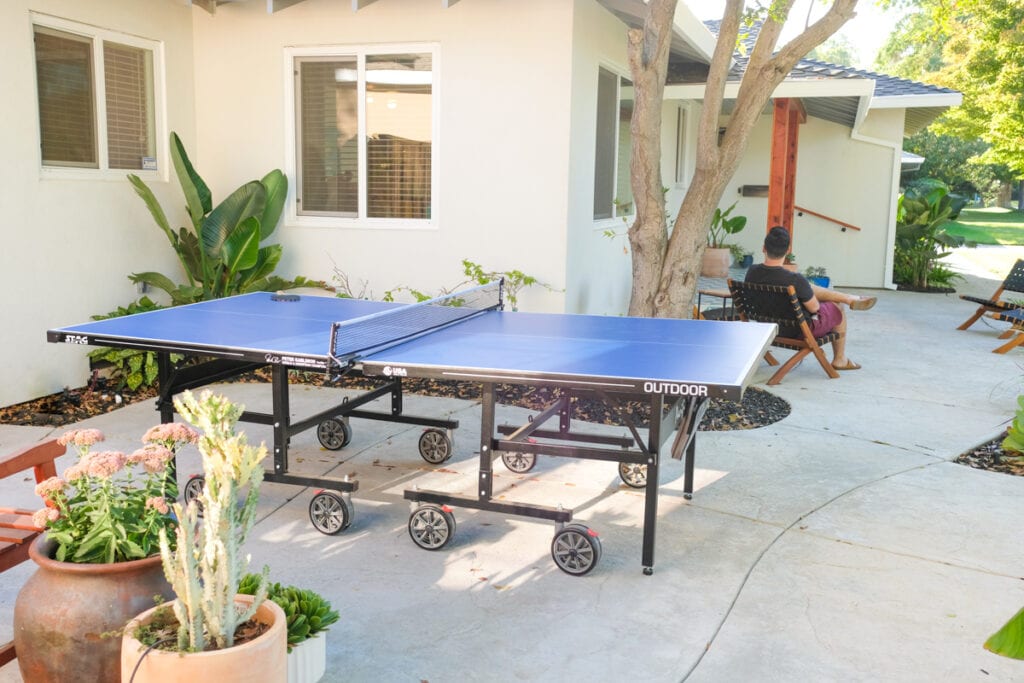 front yard entertaining and ping pong table