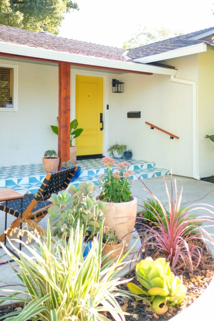 modern tile front porch and landscaping