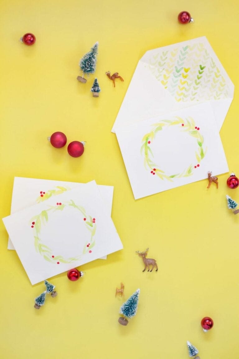 How to Make Watercolor Holiday Cards + Envelope Liners