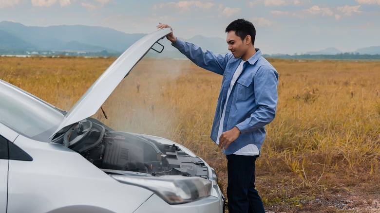 man with overheated engine