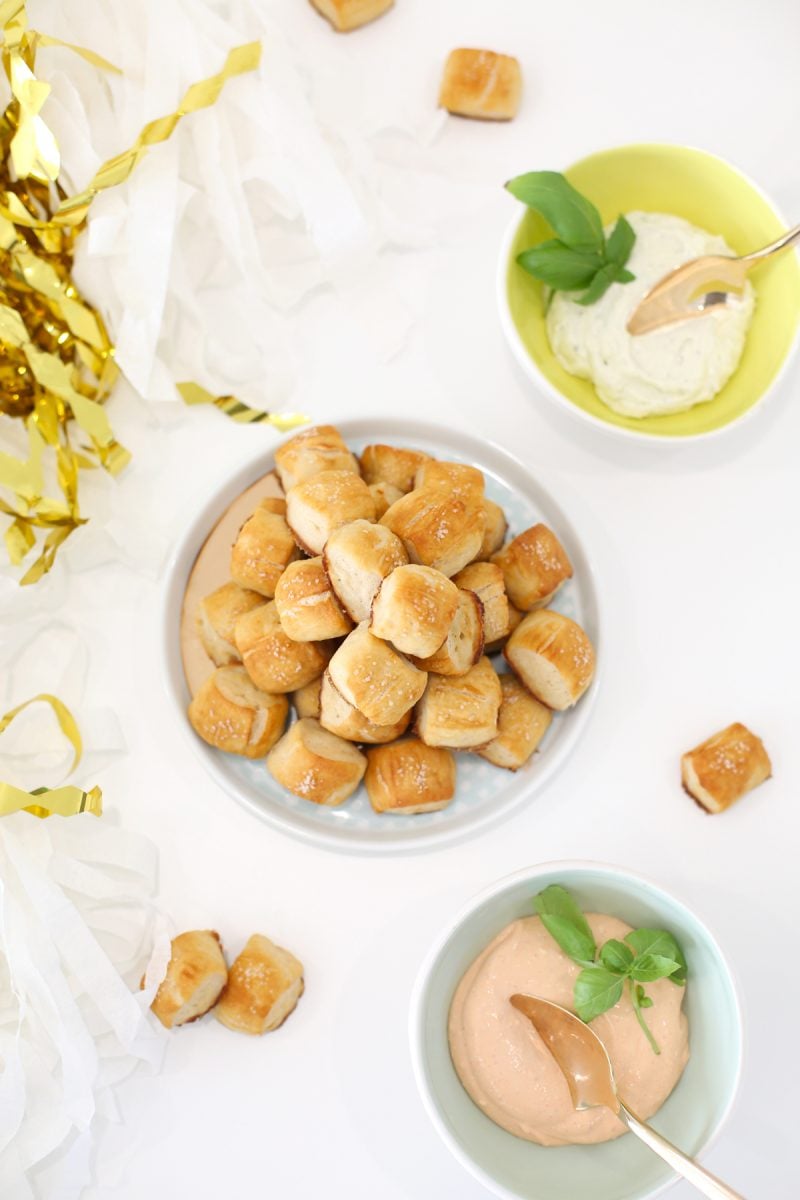 Pretzel Bites with Dipping Sauces