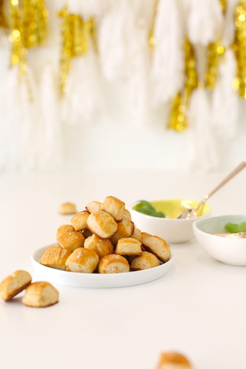 Pretzel Bites with Dipping Sauces