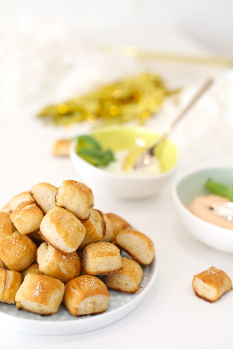 Pretzel Bites with Dipping Sauces