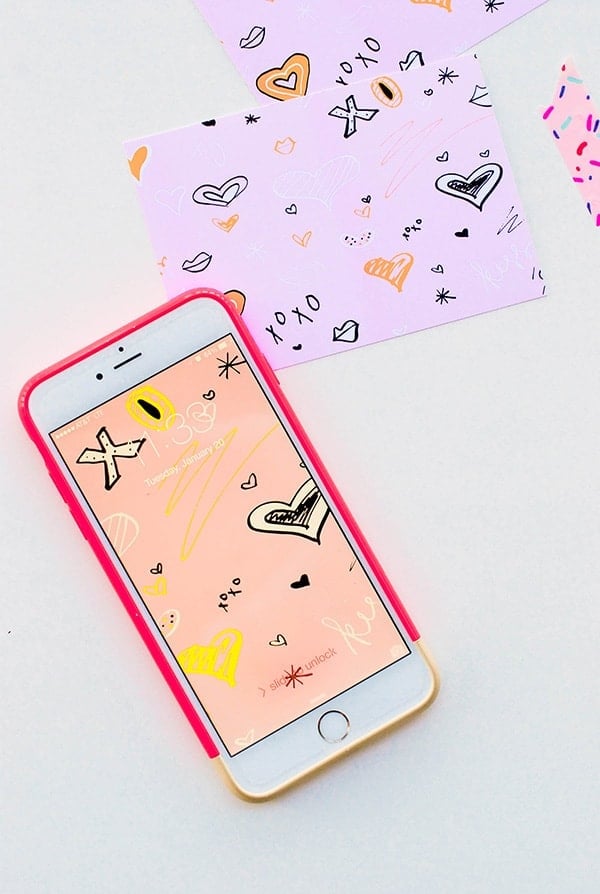 xoxo Wallpaper and Printable Postcard